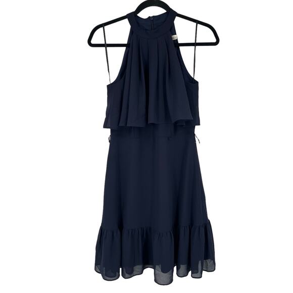 Eliza J Dress Tiered Popover navy size 2 - Picture 2 of 6